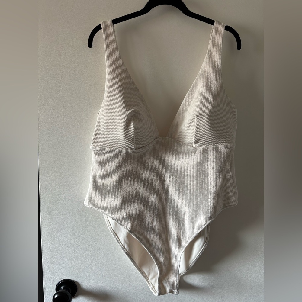 H&M Cream Textured Swimsuit